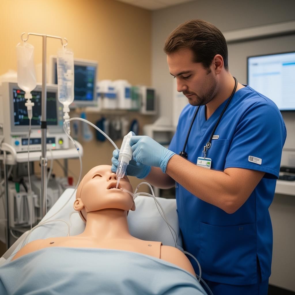 Intubation training on mannequin